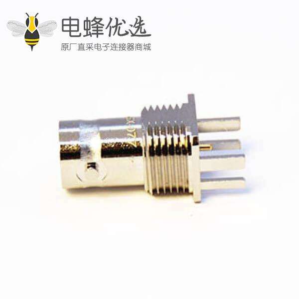 BNC镀镍母头直式穿墙式插PCB板3.0mm连接器卡板75欧姆