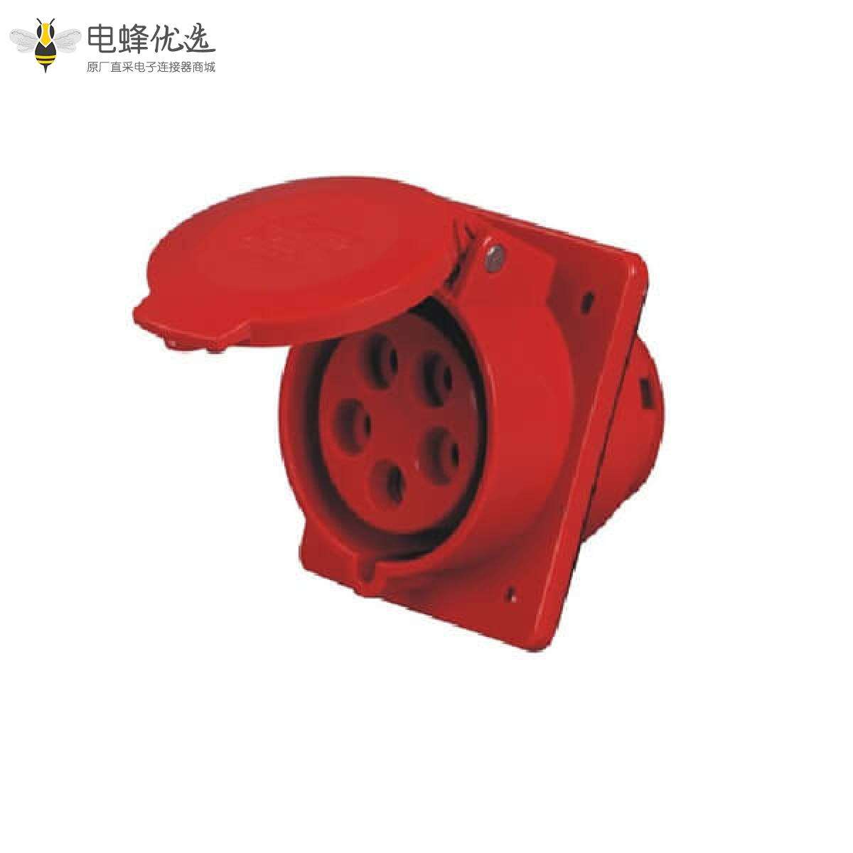 32A 5芯暗装斜座 IEC60309 工业暗装插座 45度斜插