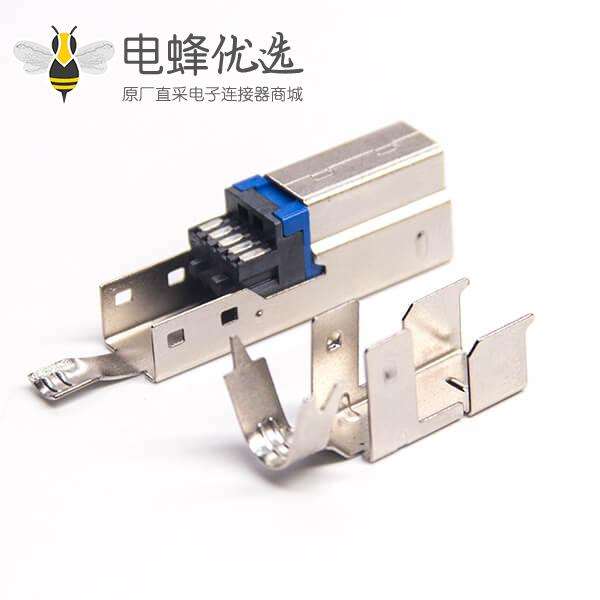 USB3.0B带铁壳短体9p打印设备接头