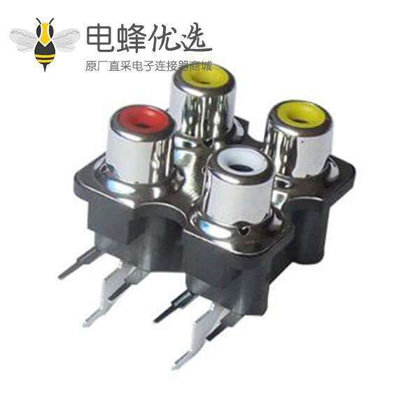 2&times;2RCA音频接口AV音频90度焊板