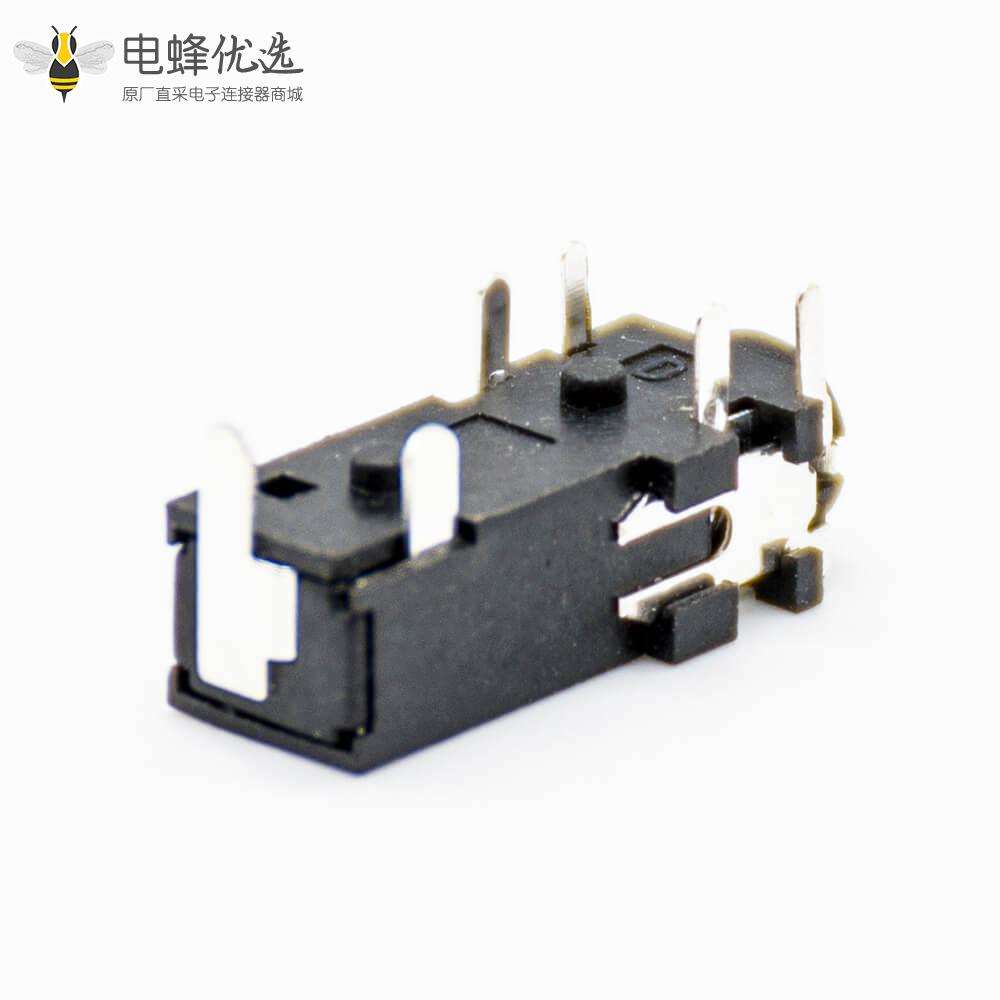 DC母座塑料插孔黑色贴片焊接弯式不带屏蔽电源连接器