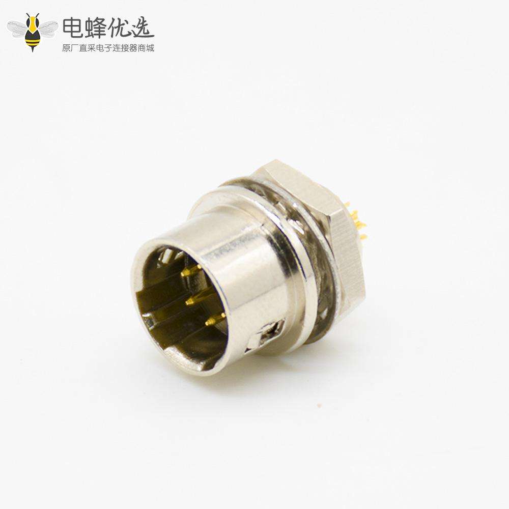 6芯公插座焊线直式后锁板HR10系列微型推拉自锁连接器