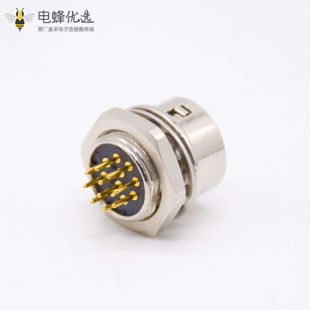 HR10圆形连接器10芯母孔型插座直式PCB穿孔后锁板HR10