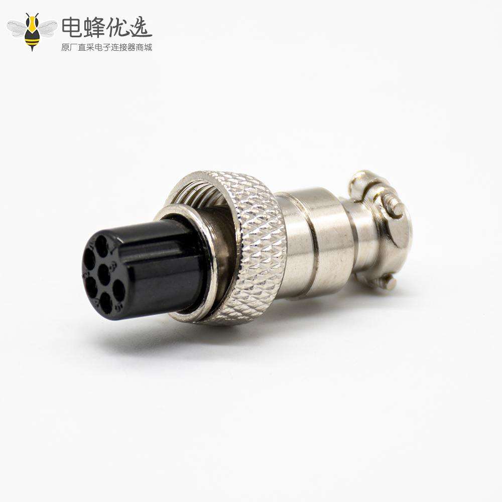GX12航空插头6芯母头直式焊线航空连接器