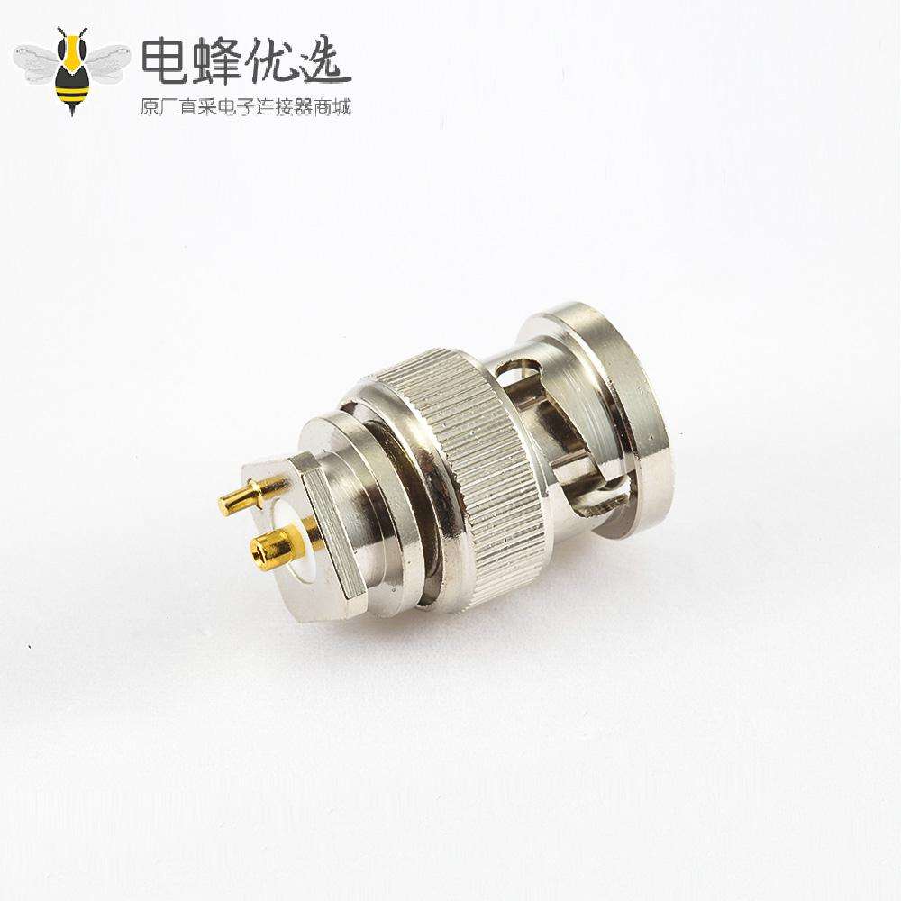BNC连接器公头直式面板安装菱形法兰焊接接线