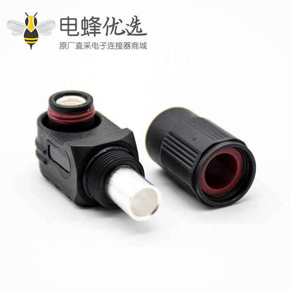 高压连接器弯式6mm插头插座IP65 100A黑色带孔铜牌