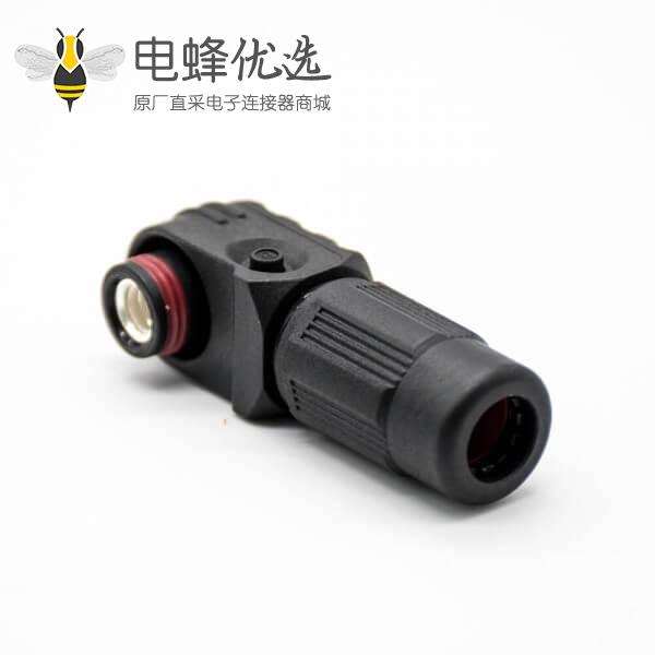 高压连接器弯式6mm插头插座IP65 100A黑色带孔铜牌