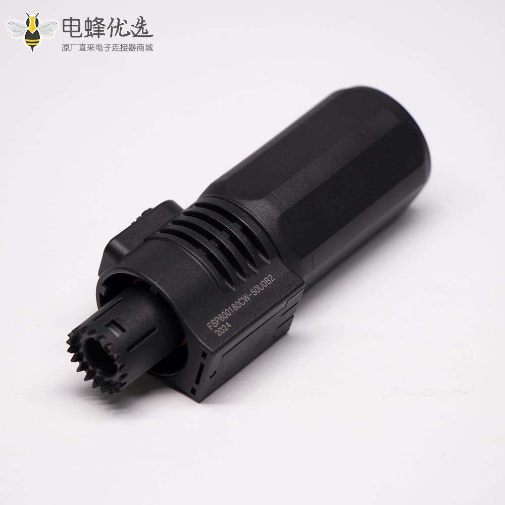 新能源电源储能连接器直式8mm黑色IP67防水125A大电流连接器