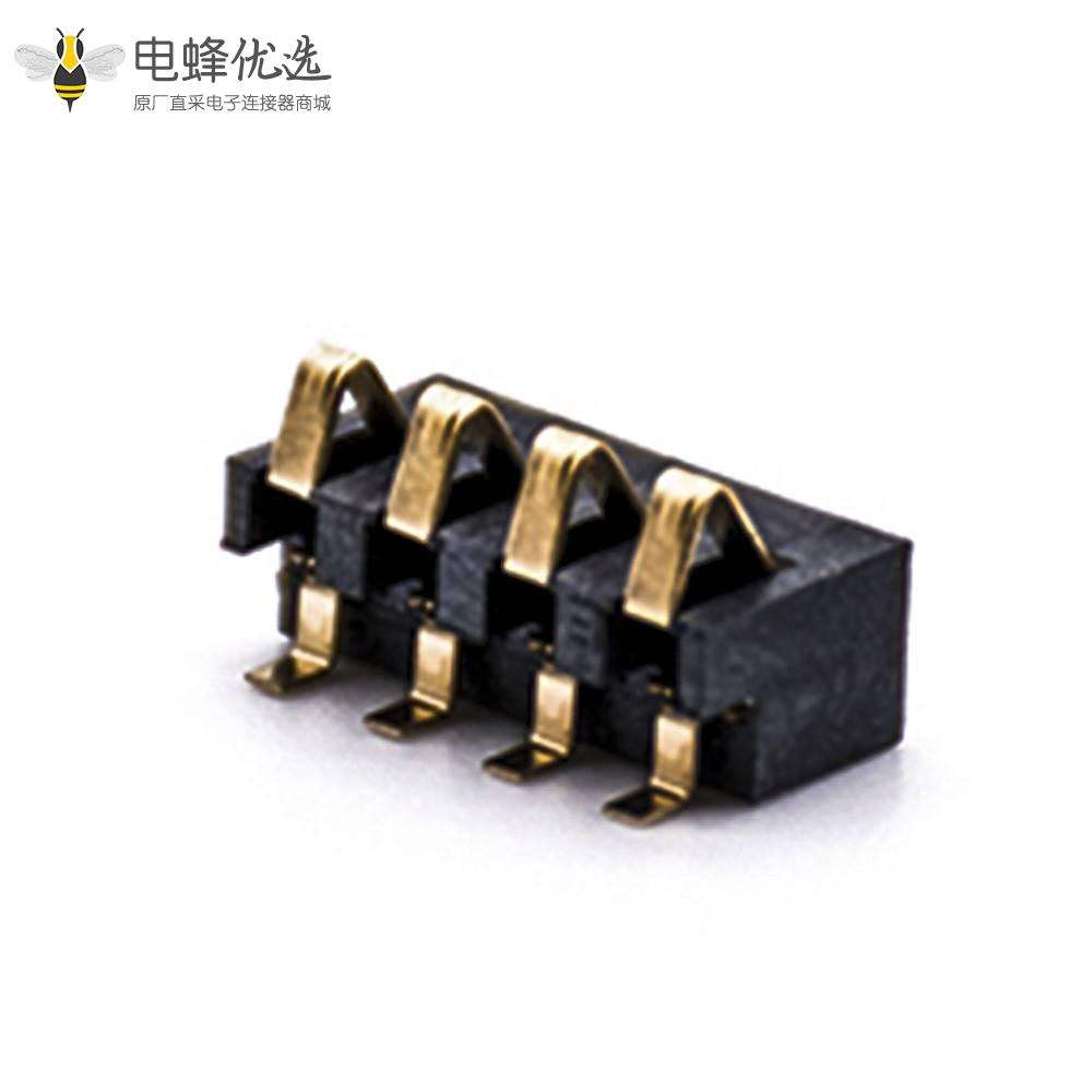 4芯电源连接器2.5PHPCB板安装镀金弹片卧式电池座