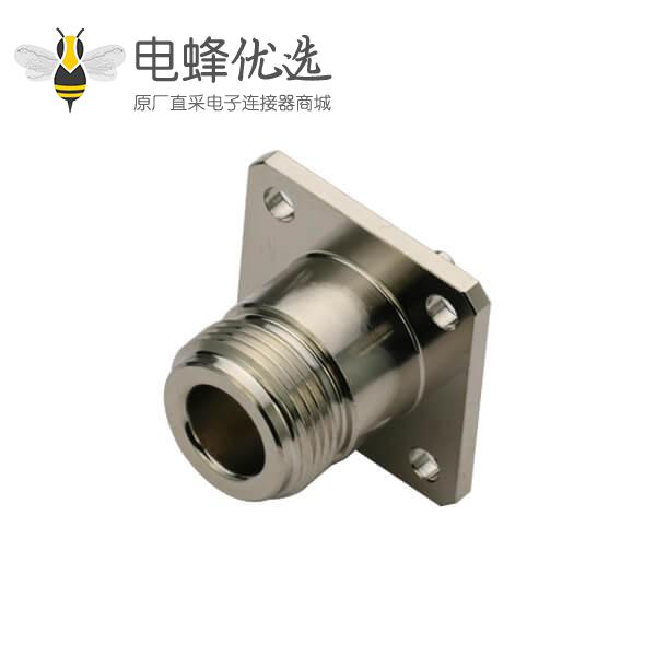 射频同轴n型连接器插座直式母头4孔法兰盘面板安装
