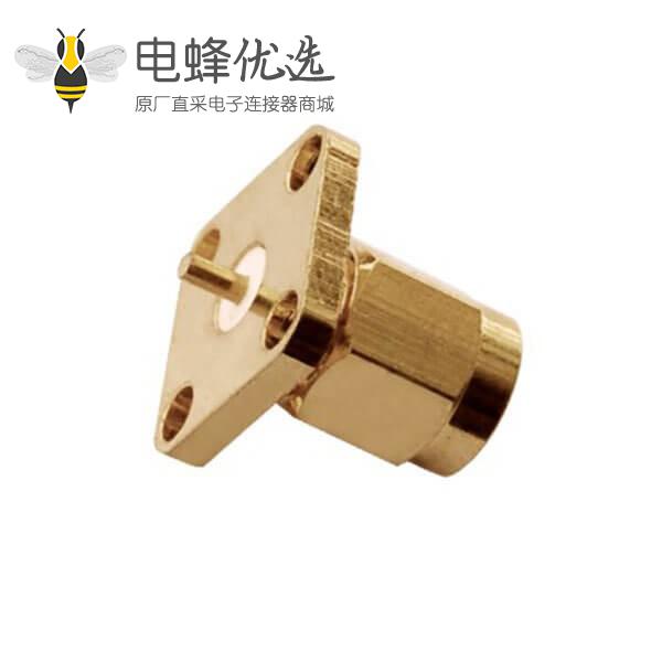 RF连接器sma射频同轴方形4孔法兰座子直式面板安装公头