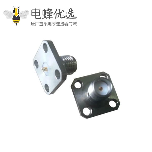 同轴音频接头SMA连接器母头方形法兰盘4孔树脂灌胶面板安装