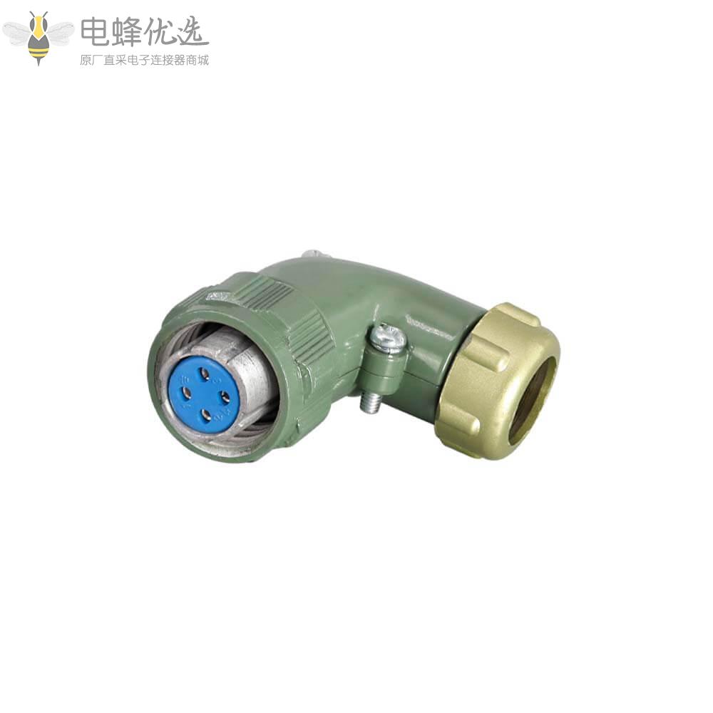 圆形对插弯式4芯YD20正装TR航空连接器25A400V母插头2P+PE