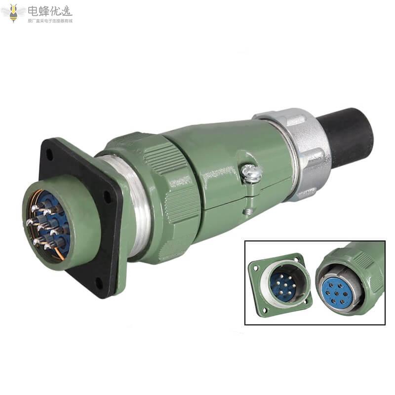 YD28-7芯正装母插头TQ+公插座Z防水25A500V航空连接器