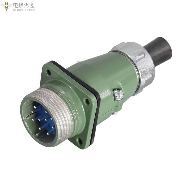 直插式10A500V航空连接器YD28直式10芯正装TQ母头+ZQ公座2P+PE
