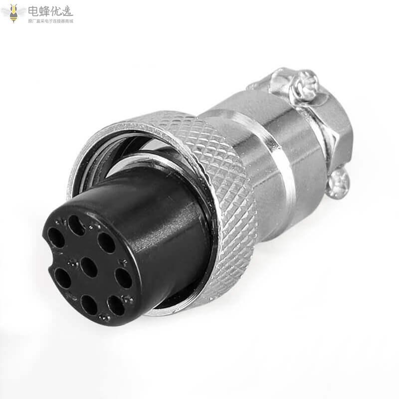 焊线式GX16-8芯航空连接器5A125V方形法兰插座铜芯镀银