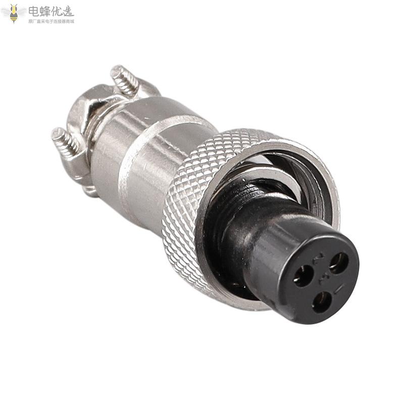 GX12直式3芯航空连接器3A125V前锁PCB线路板焊板式