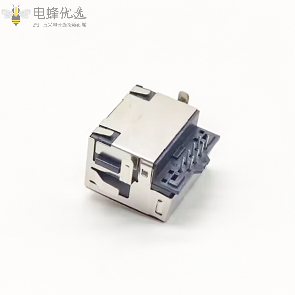 立式RJ45单口连接器母头PCB板插板式