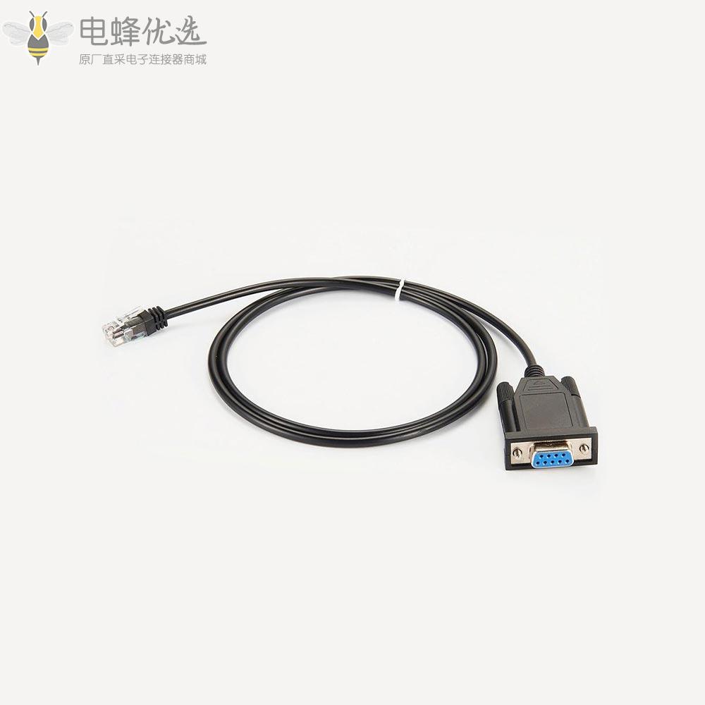 RJ12转DB_9芯直式母头接RS232串口线1米线材