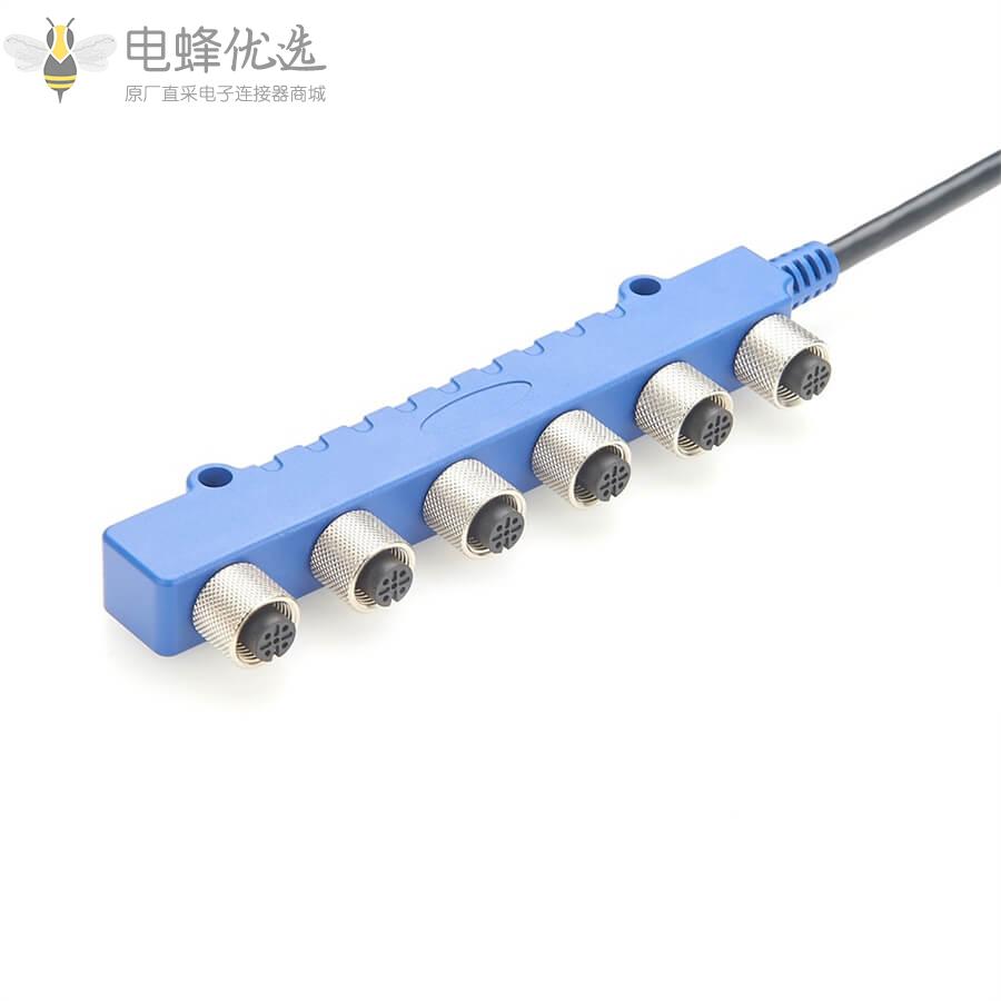 6通船用NMEA_2000网络Drop电缆M12_6母头转1公头线材1米总线电缆防水游艇电源线接头