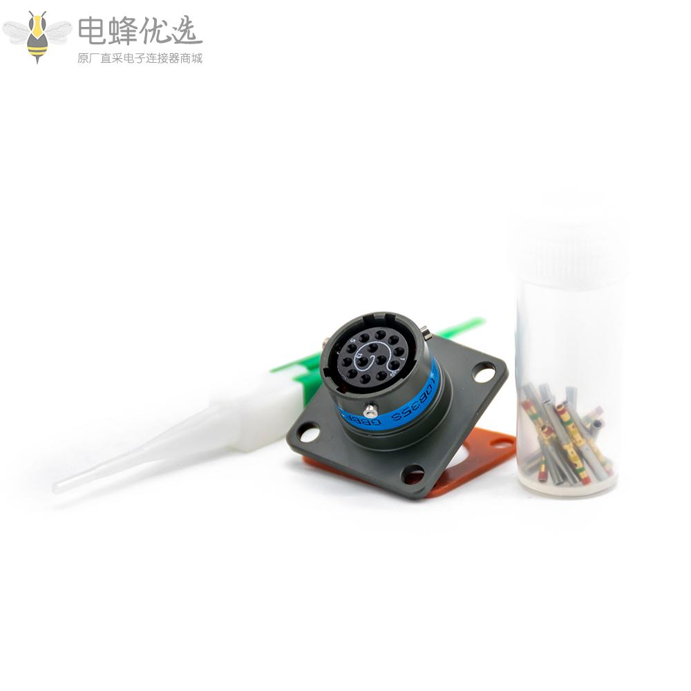 D38999卡口式连接器N键位10号壳体13芯孔式方形法兰插座