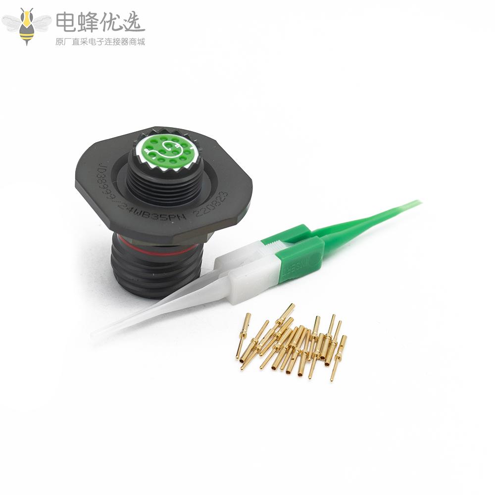 D38999连接器11号壳体N键位13芯螺母安装带针公插头