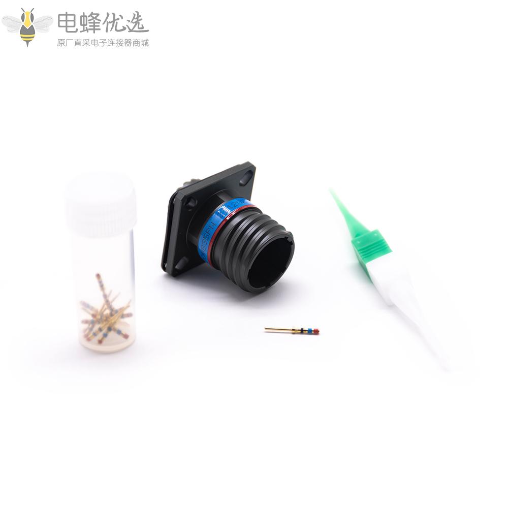 D38999插座13芯N键位11号壳体方形法兰带针公座