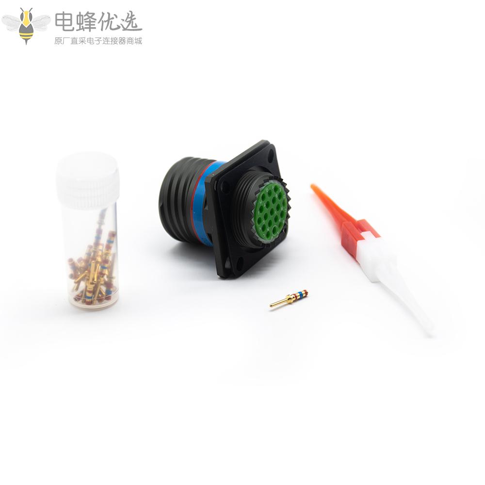 D38999连接器15号壳体19芯方形法兰带针公座N键位