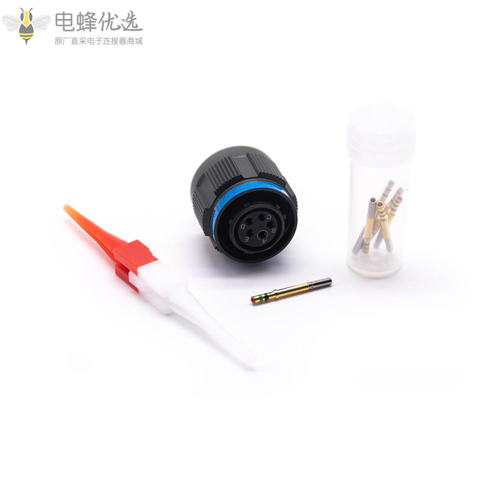 D38999连接器N键位11号壳体5芯电缆带孔母插头