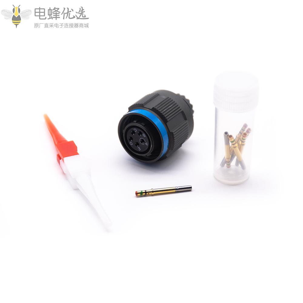D38999连接器N键位11号壳体5芯带孔母插头