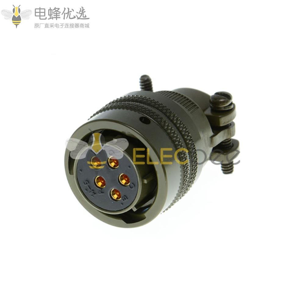 26482连接器14号壳体5芯孔式带线夹电缆直母插头